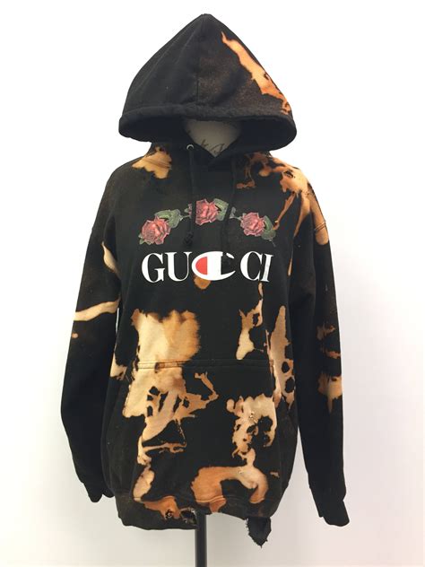 hoodie champion x gucci|Gucci distressed hoodie.